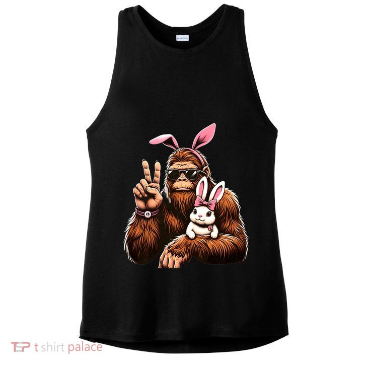 Bigfoot Bunny Funny Easter Day Sasquatch Ladies PosiCharge Tri-Blend Wicking Tank