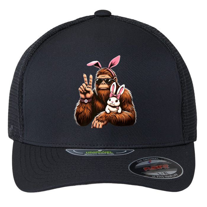 Bigfoot Bunny Funny Easter Day Sasquatch Flexfit Unipanel Trucker Cap