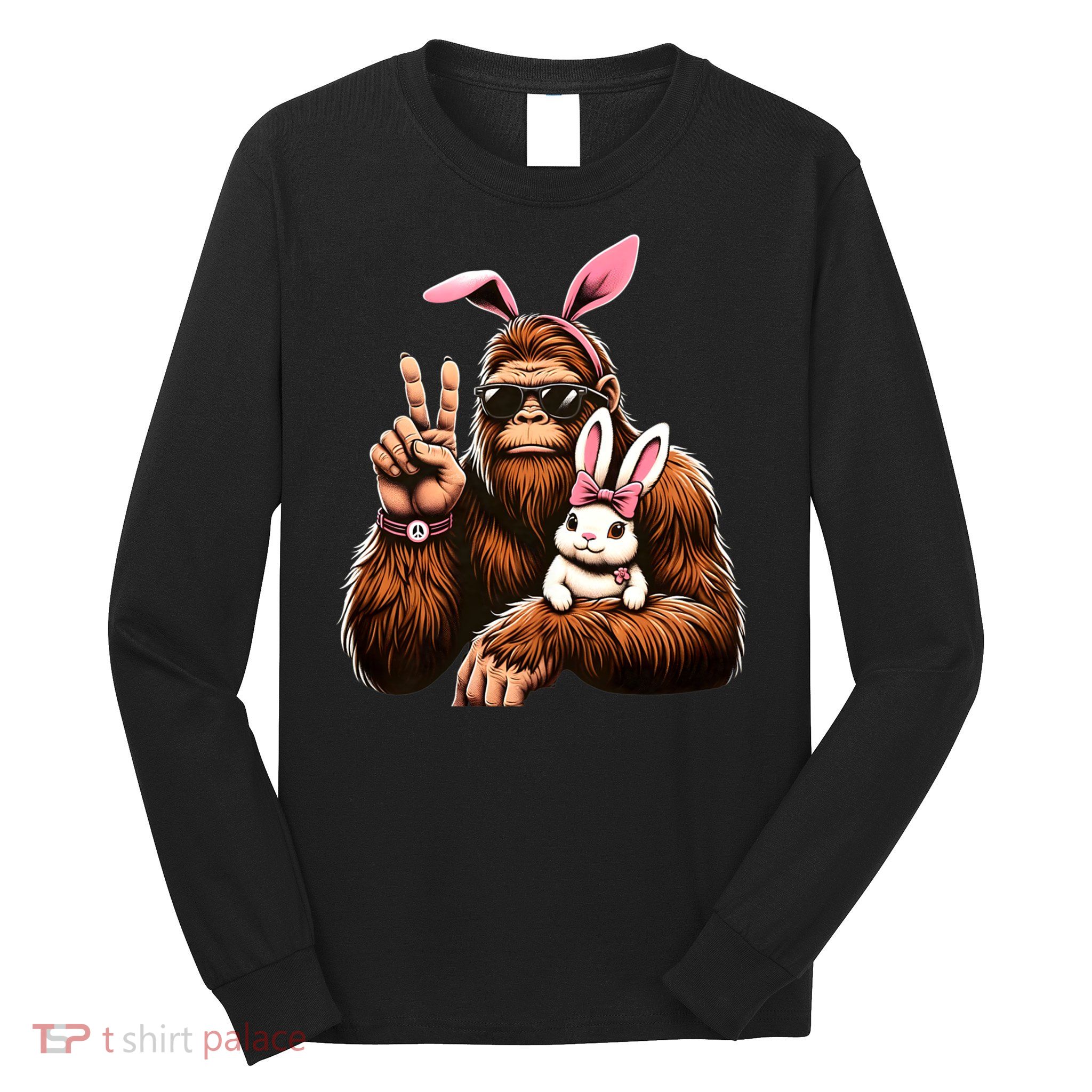 Bigfoot Bunny Funny Easter Day Sasquatch Long Sleeve Shirt
