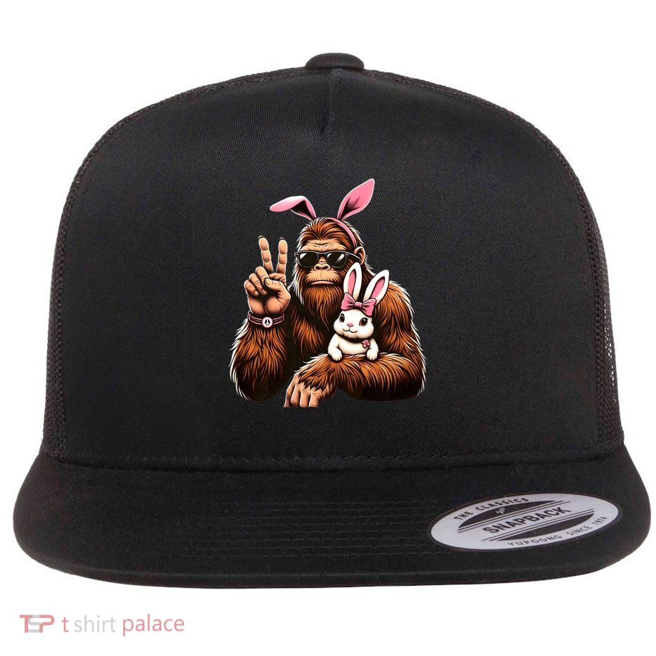 Bigfoot Bunny Funny Easter Day Sasquatch Flatbill Hat