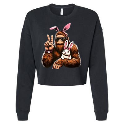 Bigfoot Bunny Funny Easter Day Sasquatch Cropped Pullover Crew