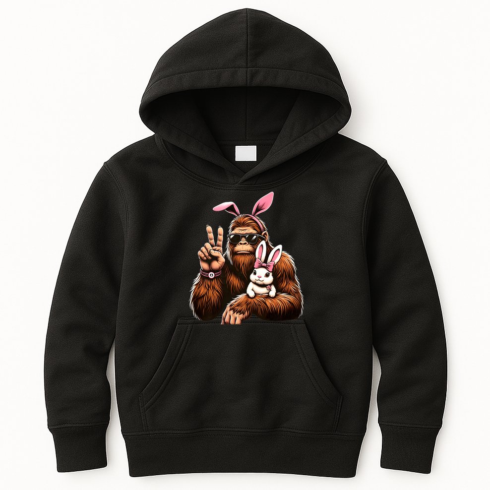 Bigfoot Bunny Funny Easter Day Sasquatch Kids Hoodie