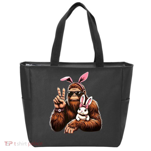 Bigfoot Bunny Funny Easter Day Sasquatch Zip Tote Bag