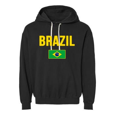 Brazil Brazilian Flag Brasil Bandera Bandeira Garment-Dyed Fleece Hoodie