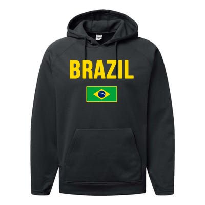 Brazil Brazilian Flag Brasil Bandera Bandeira Performance Fleece Hoodie