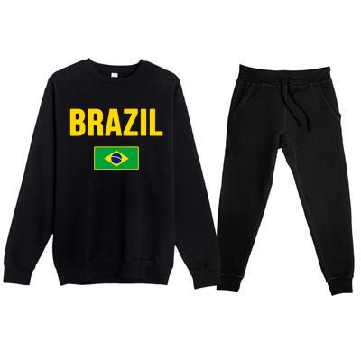 Brazil Brazilian Flag Brasil Bandera Bandeira Premium Crewneck Sweatsuit Set