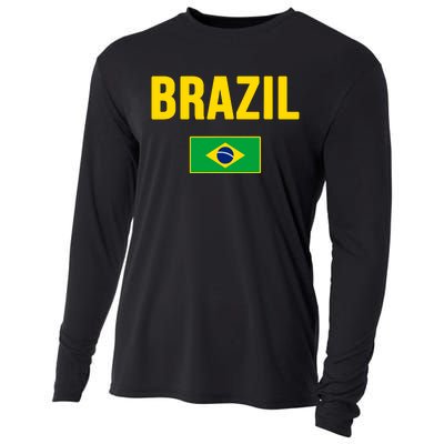 Brazil Brazilian Flag Brasil Bandera Bandeira Cooling Performance Long Sleeve Crew