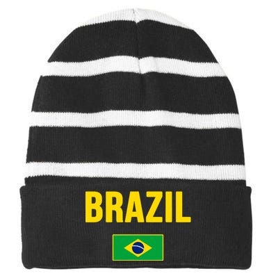 Brazil Brazilian Flag Brasil Bandera Bandeira Striped Beanie with Solid Band