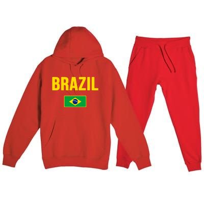 Brazil Brazilian Flag Brasil Bandera Bandeira Premium Hooded Sweatsuit Set