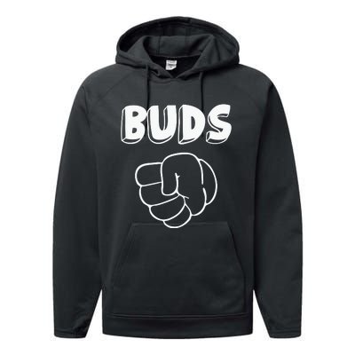 Best Buds Funny Father Performance Fleece Hoodie