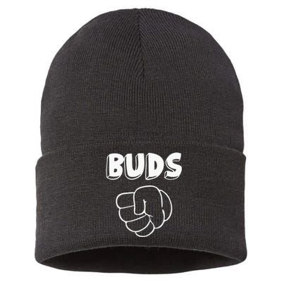 Best Buds Funny Father Sustainable Knit Beanie