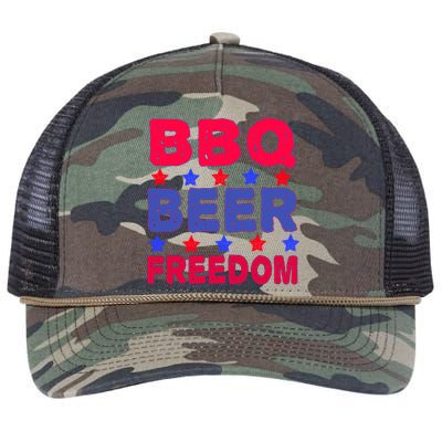 Bbq Beer Freedom 4th Of July Funny Gift For Bbq Lover Gift Retro Rope Trucker Hat Cap