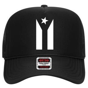 Black Boricua Flag Protest High Crown Mesh Back Trucker Hat