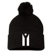 Black Boricua Flag Protest Pom Pom 12in Knit Beanie