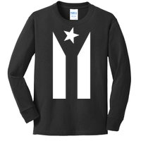 Black Boricua Flag Protest Kids Long Sleeve Shirt