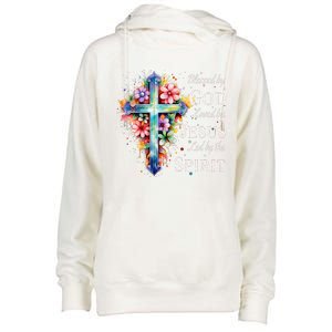 Blessed by God Loved by Jesus Floral Cross Christian Womens Funnel Neck Pullover Hood