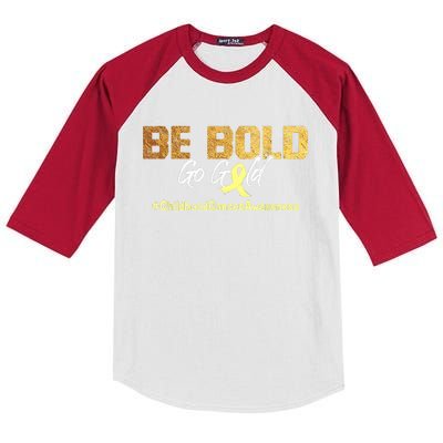 Be Bold Go Gold For Childhood Cancer Awareness Gift Kids Colorblock Raglan Jersey