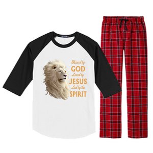 Blessed By God Loved By Jesus Christian Lion Raglan Sleeve Pajama Set