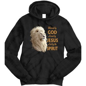 Blessed By God Loved By Jesus Christian Lion Tie Dye Hoodie