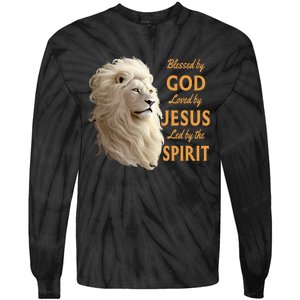 Blessed By God Loved By Jesus Christian Lion Tie-Dye Long Sleeve Shirt