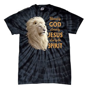 Blessed By God Loved By Jesus Christian Lion Tie-Dye T-Shirt