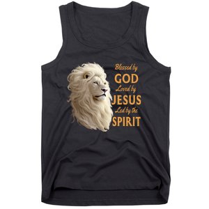 Blessed By God Loved By Jesus Christian Lion Tank Top