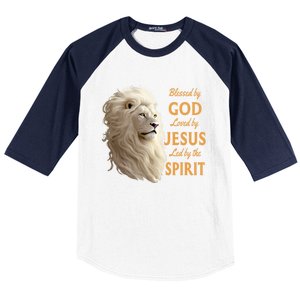 Blessed By God Loved By Jesus Christian Lion Baseball Sleeve Shirt