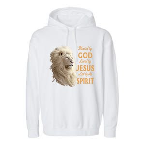 Blessed By God Loved By Jesus Christian Lion Garment-Dyed Fleece Hoodie