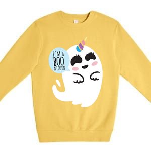 Boonicorn Boo Ghost Unicorn Cute Funny Halloween Costume Gift Premium Crewneck Sweatshirt