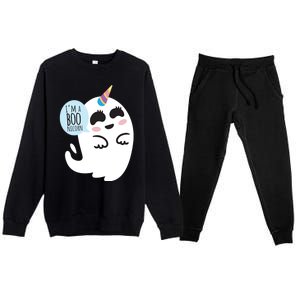 Boonicorn Boo Ghost Unicorn Cute Funny Halloween Costume Gift Premium Crewneck Sweatsuit Set