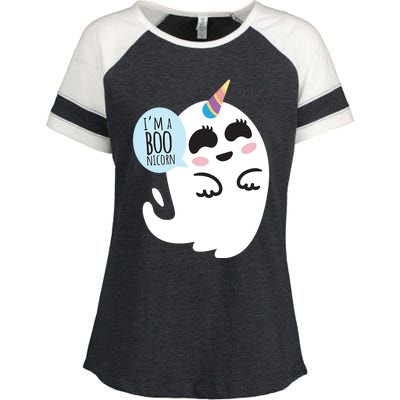 Boonicorn Boo Ghost Unicorn Cute Funny Halloween Costume Gift Enza Ladies Jersey Colorblock Tee