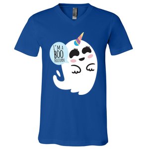 Boonicorn Boo Ghost Unicorn Cute Funny Halloween Costume Gift V-Neck T-Shirt