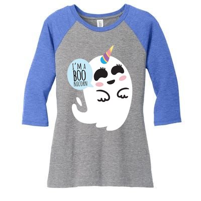 Boonicorn Boo Ghost Unicorn Cute Funny Halloween Costume Gift Women's Tri-Blend 3/4-Sleeve Raglan Shirt