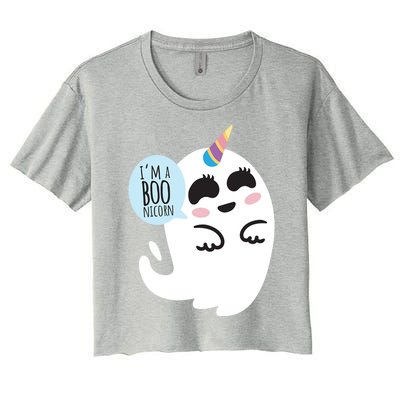 Boonicorn Boo Ghost Unicorn Cute Funny Halloween Costume Gift Women's Crop Top Tee