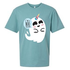 Boonicorn Boo Ghost Unicorn Cute Funny Halloween Costume Gift Sueded Cloud Jersey T-Shirt