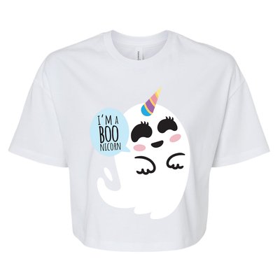 Boonicorn Boo Ghost Unicorn Cute Funny Halloween Costume Gift Bella+Canvas Jersey Crop Tee