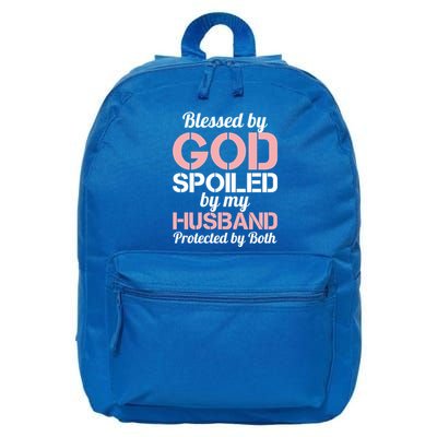 Blessed By God Spoiled By My Husband Protected By Both Funny Gift 16 in Basic Backpack