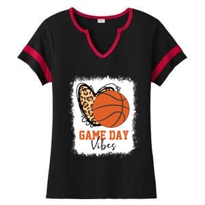 Bleached Basketball Game Day Vibes Basketball Mom Game Day Ladies Halftime Notch Neck Tee