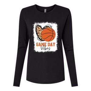 Bleached Basketball Game Day Vibes Basketball Mom Game Day Womens Cotton Relaxed Long Sleeve T-Shirt