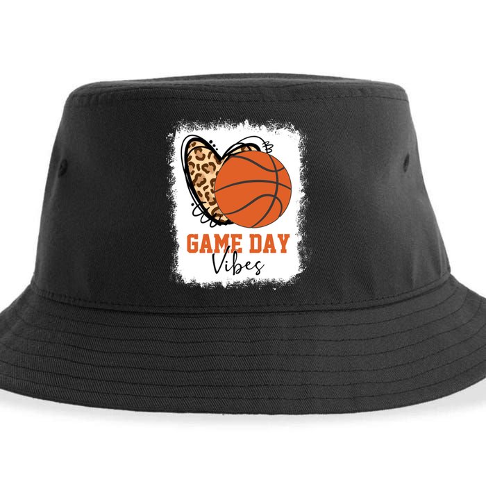 Bleached Basketball Game Day Vibes Basketball Mom Game Day Sustainable Bucket Hat