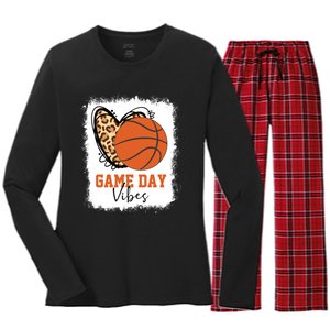 Bleached Basketball Game Day Vibes Basketball Mom Game Day Women's Long Sleeve Flannel Pajama Set 