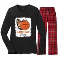 Bleached Basketball Game Day Vibes Basketball Mom Game Day Women's Long Sleeve Flannel Pajama Set 