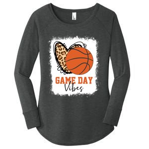 Bleached Basketball Game Day Vibes Basketball Mom Game Day Women's Perfect Tri Tunic Long Sleeve Shirt