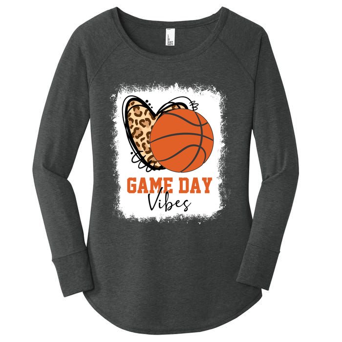 Bleached Basketball Game Day Vibes Basketball Mom Game Day Women's Perfect Tri Tunic Long Sleeve Shirt