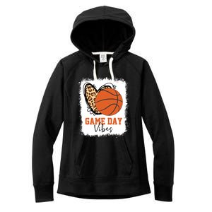 Bleached Basketball Game Day Vibes Basketball Mom Game Day Women's Fleece Hoodie