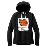 Bleached Basketball Game Day Vibes Basketball Mom Game Day Women's Fleece Hoodie