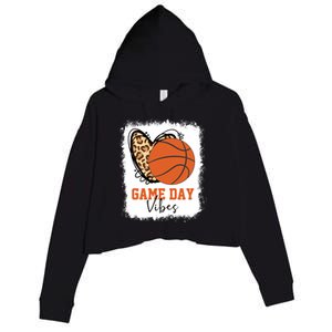 Bleached Basketball Game Day Vibes Basketball Mom Game Day Crop Fleece Hoodie