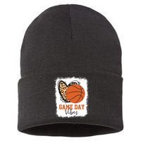 Bleached Basketball Game Day Vibes Basketball Mom Game Day Sustainable Knit Beanie