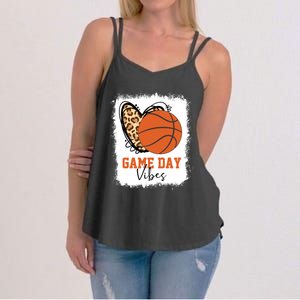 Bleached Basketball Game Day Vibes Basketball Mom Game Day Women's Strappy Tank