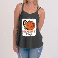 Bleached Basketball Game Day Vibes Basketball Mom Game Day Women's Strappy Tank